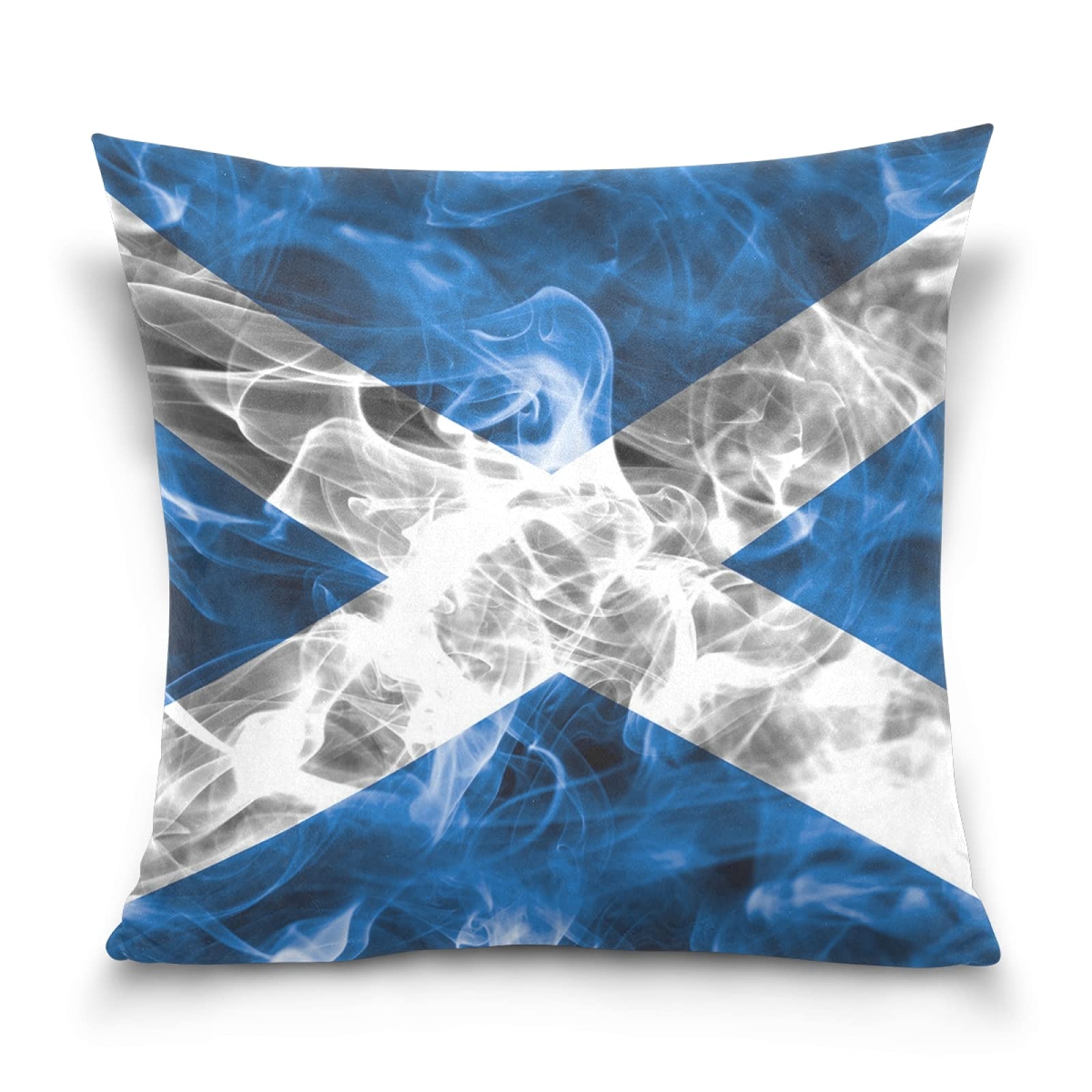 Poeticcity Scotland Flag Cotton Velvet Throw Pillow, Soft Breathable Bed Pillow Cases, Pillowcase Sham Cushion Case Covers Twin Sides for Car Couch Bed 16x16 inches