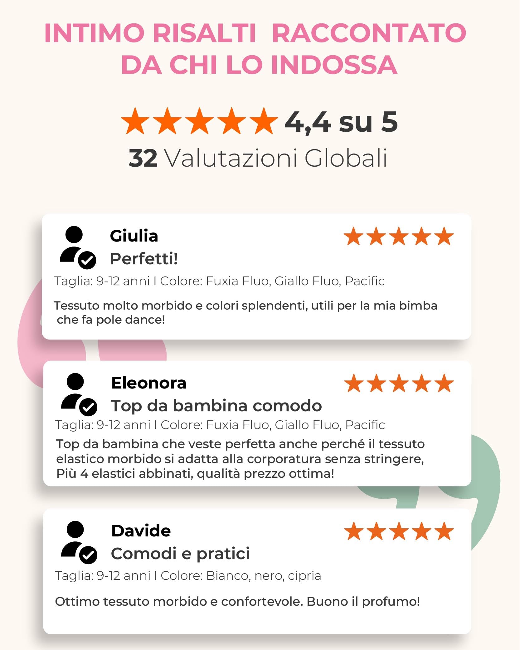 Risalti Top Bambina Americano Microfibra 3 pz - Top Ragazza Senza Cuciture ed Etichette, Top Sportivo Bambina, Reggiseno Ragazza Sportivo, Seamless, Bracciali in Omaggio - Made in Italy