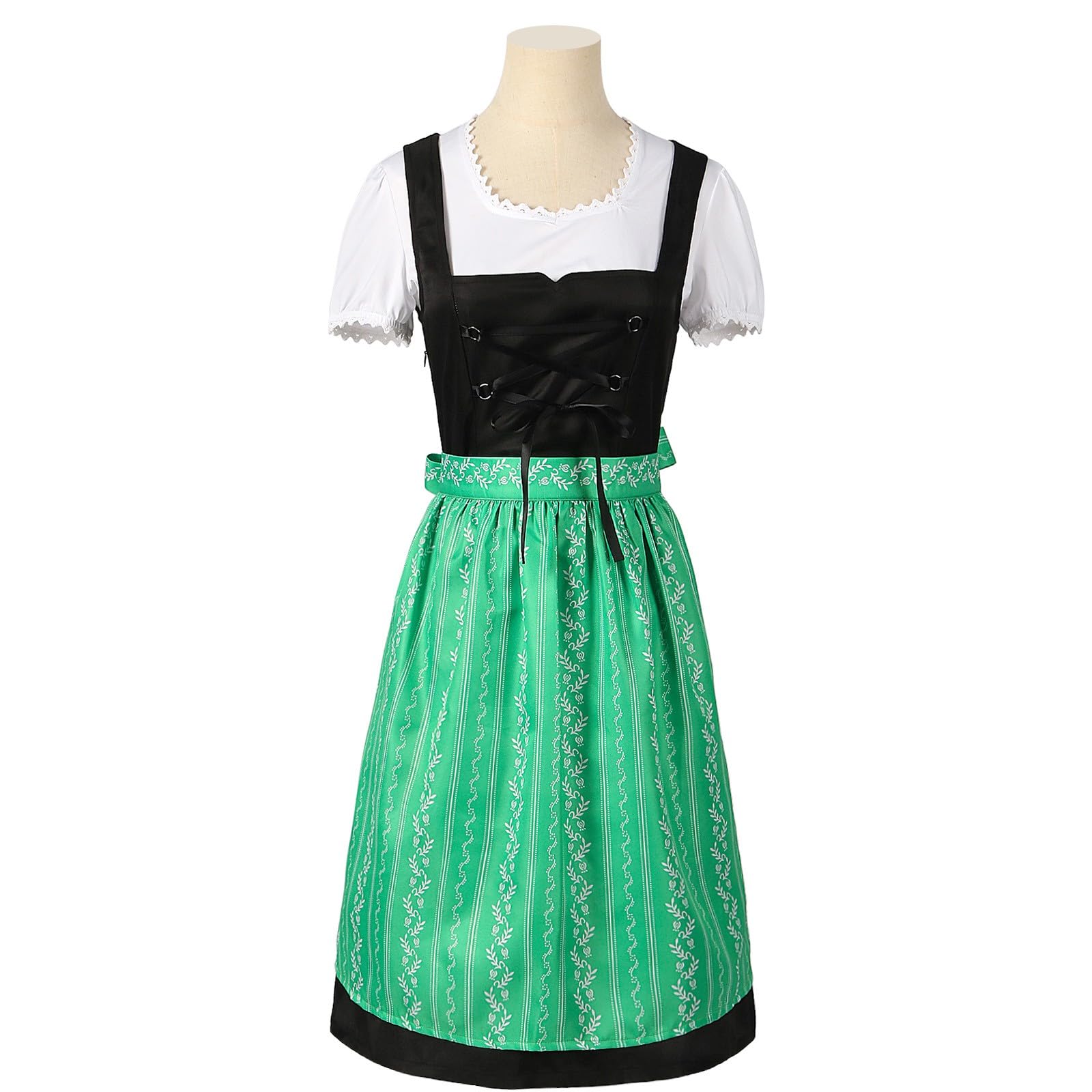 Generisch Damen Midi Dirndl Elegante Trachtenkleid, Trachtenkleid Trachtenmode Dirndlkleid Mit Spitze Kleider - Elegant Oktoberfest-Dirndl Dirndlbluse für Oktoberfest