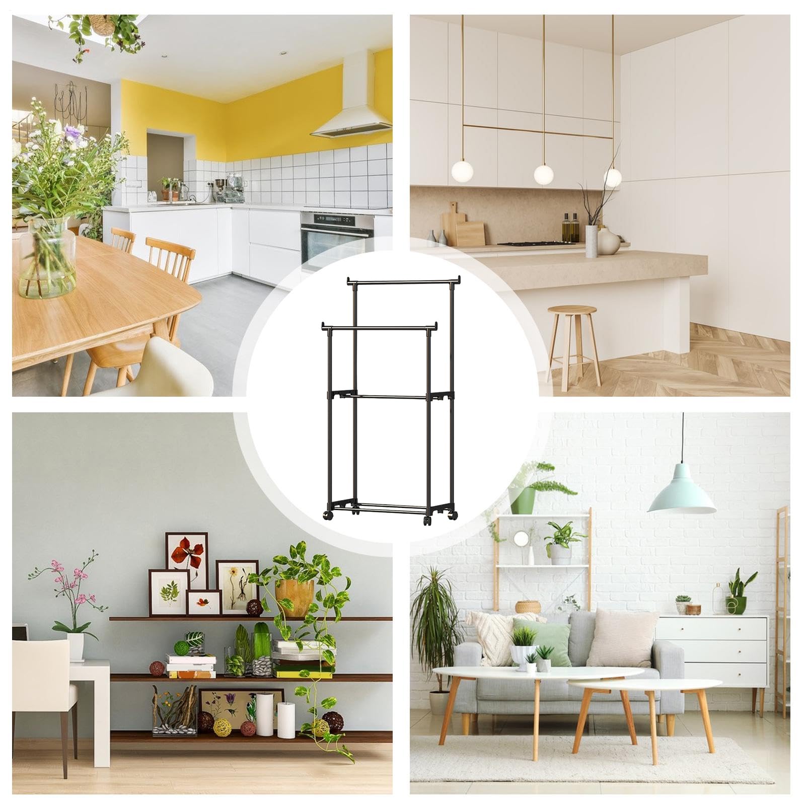 Burro De Ropa - Colgador De Vestimenta, Guardarropa | Soporte De Ropa Con Doble Barra Reforzada, Organizador De Vestuario Con Ruedas Giratorias Para Baño, Balcón, Habitación Juvenil, Garaje