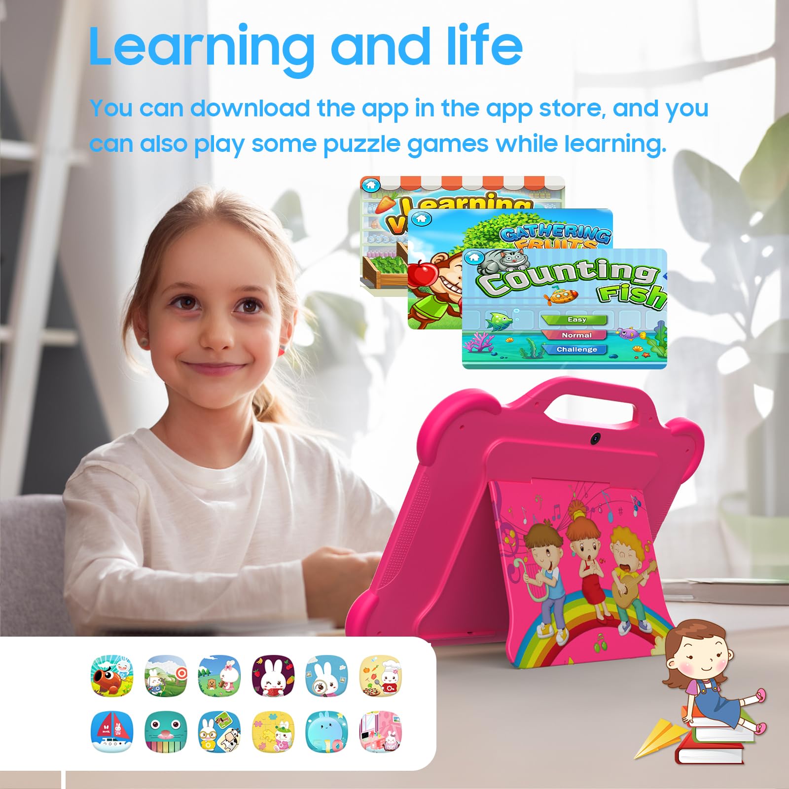 Tablet Android 14 para niños pequeños - Pantalla IPS de 10.1, 8 GB de RAM+32 GB de ROM, aplicación de control parental, pestaña WiFi 7