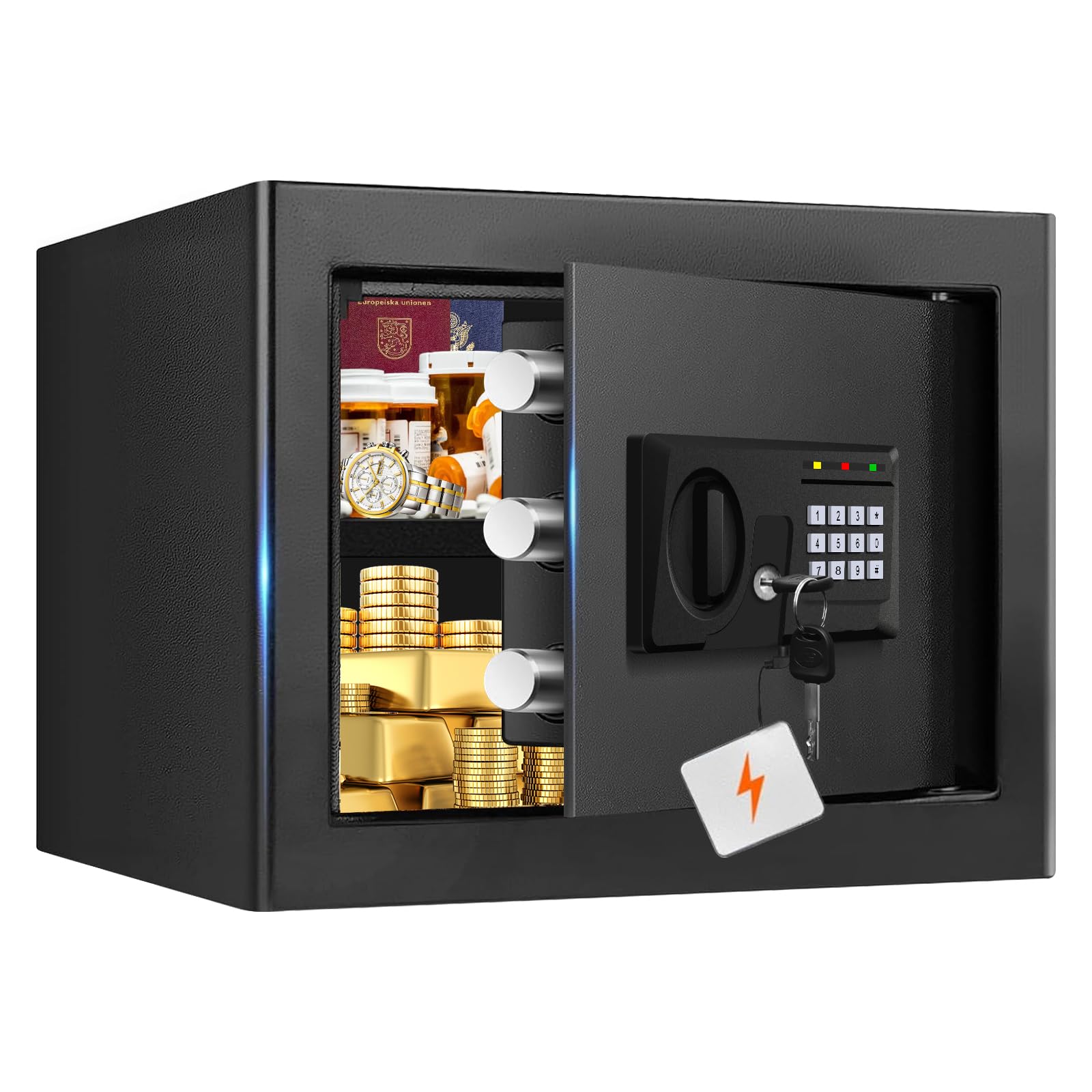 Photo 1 of 1.5 Cub Fireproof Safe for HOME USE, Anti-Theft Digital Security Safety Box with Electronic Keypad, Spare Keys and Removable Shelf, Home Safe Box Fireproof Waterproof for Money Medicine Document