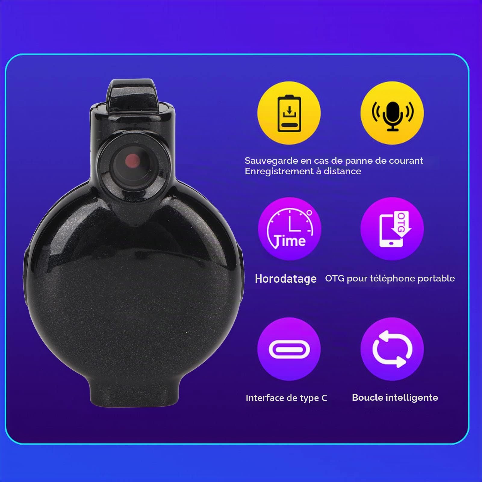 Septpenta Mini Caméra Corporelle 1080P, Caméra Corporelle Portable avec Grand Objectif Grand Angle, Batterie Au Lithium 400 mAh, Petite Caméra Nounou, Petite Caméra pour la Maison et Le Bureau(16 GB)