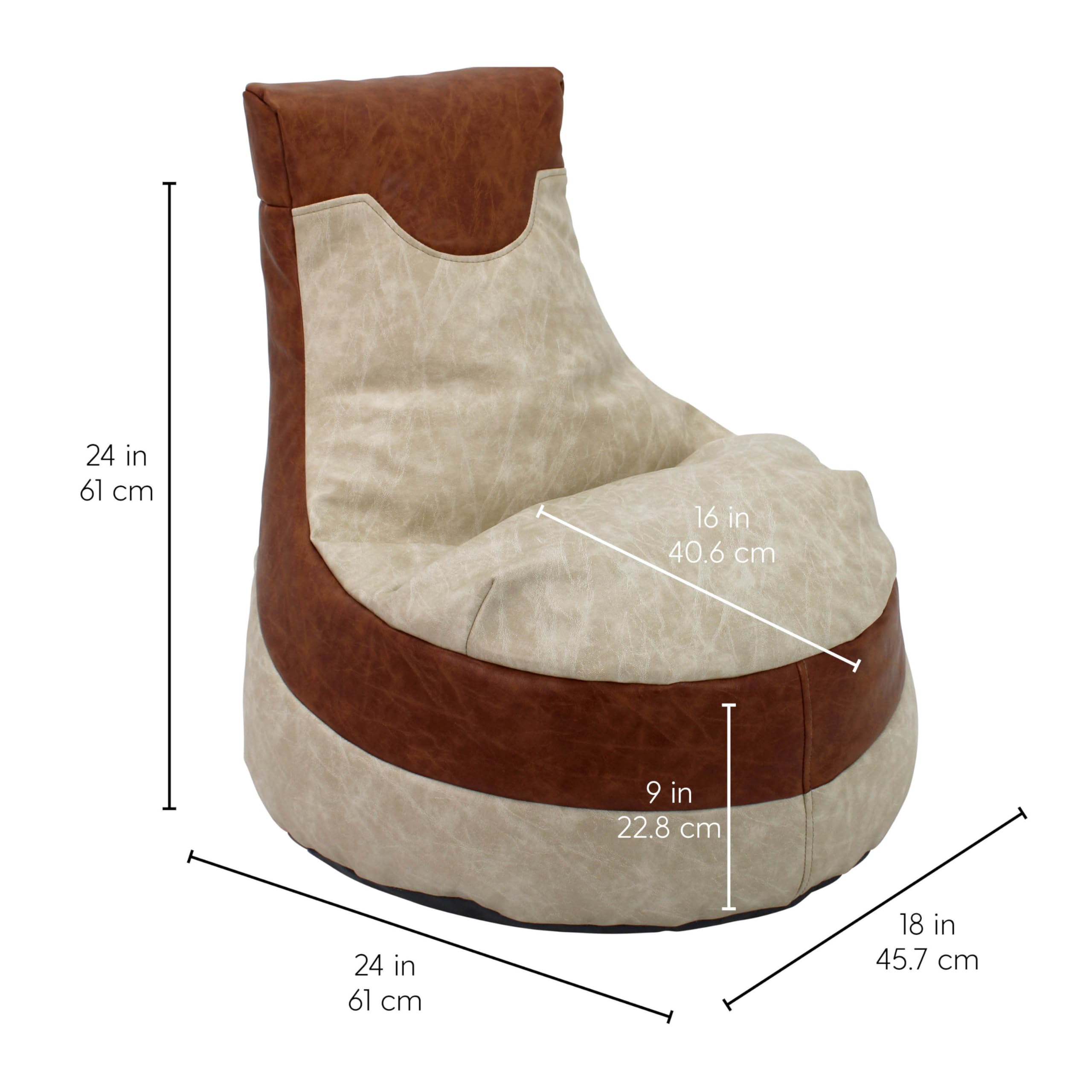 Factory Direct Partners Rustic Little Gamer Bean Bag Chair for Kids, Comfy Bean-Filled Flexible Floor Seating for Reading, Gaming, Sitting in Playroom, Rec Room or Classroom - Distressed Assorted