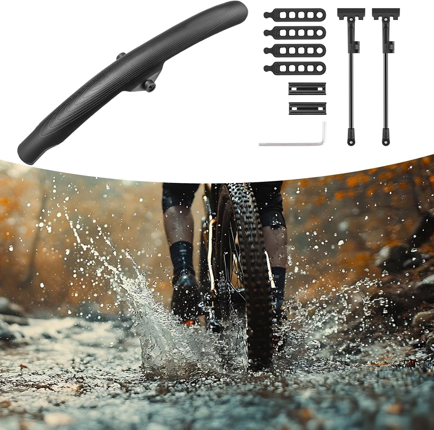 Mountain Bike Front Fenders Adjustable Cycling Mudguard | Weather Proof Mudguard for Mountain and Road Bike Front and Rear Wheels