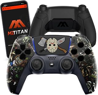MODDEDZONE Scary Party Smart Extreme Modded Controller + Anti Recoil 2 Remap Buttons & Interchangeable Thumbsticks & Hair Triggers, Tactical Buttons Compatible with PS5 Custom Controller PC