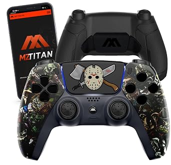 MODDEDZONE Scary Party Smart Extreme Modded Controller + Anti Recoil 2 Remap Buttons & Interchangeable Thumbsticks & Hair Triggers، Tactical Buttons متوافق مع PS5 Custom Controller PC