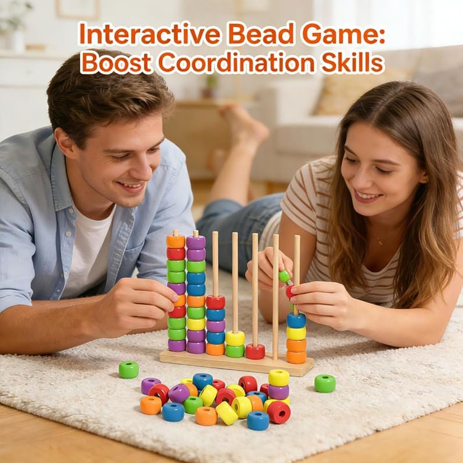 Holz-Farbkombinations-Herausforderungsspiel, Stapelpuzzle für Familie und Erwachsene mit über 60 logischen Herausforderungen, Geschwindigkeits- und Strategiespiel für Spieleabende 3PCS