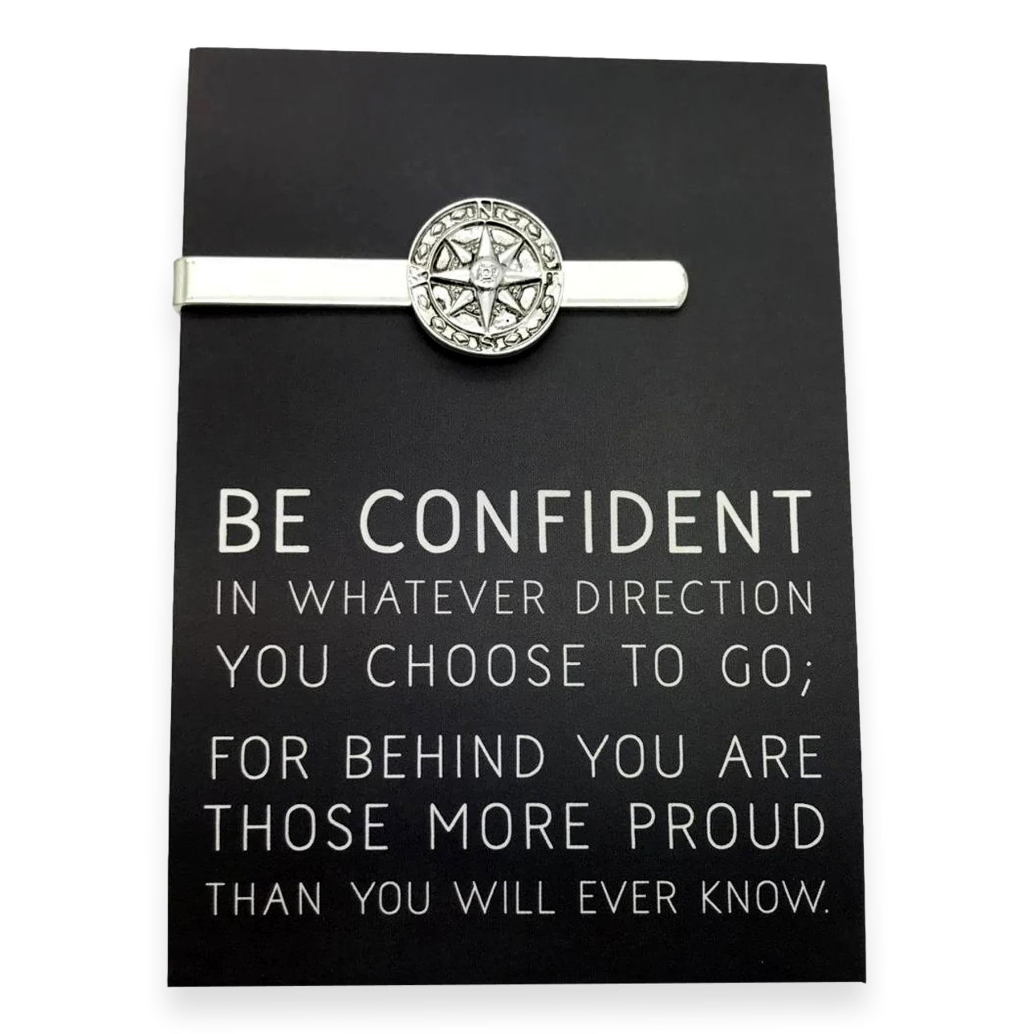 Doodle Beads Graduation Gift, Compass Tie Bar Silver, Be Confident in Whatever Direction You Choose to go, carded Gift for him, Inspirational Gift,