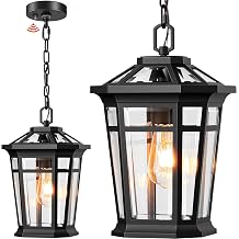 Gleamz Black Large Dusk to Dawn Outdoor Hanging Light, Easy Installation