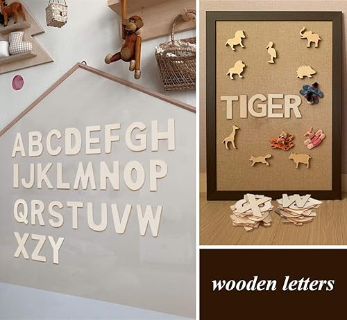 Miniatura 7 de Letras de madera de 3.0 in  78 letras de madera para manualidades, letras de madera sin terminar para cartas, decoración de pared, bricolaje,