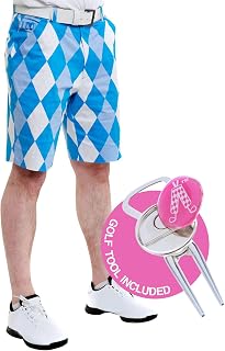 Royal & Awesome Mens Golf Shorts, Crazy Golf Shorts For Men, Plaid Shorts Men - Golf Tool Included