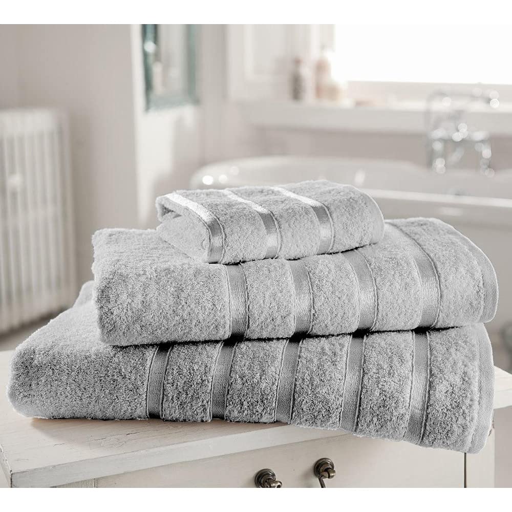 Slumber Nights Bath Sheet Large 90 X 140 cm Soft Absorbent Egyptian Cotton 1 X Bath Sheets, Silver