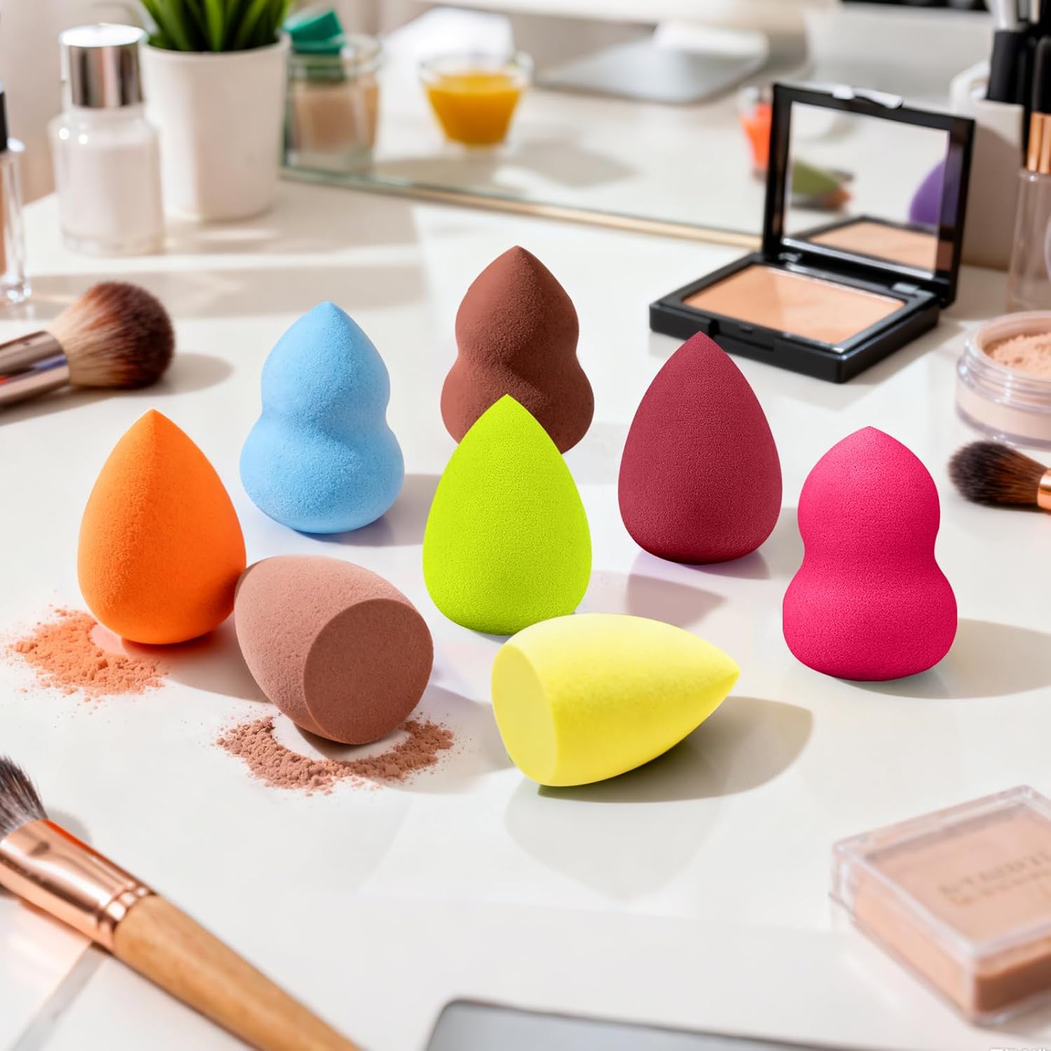 30 Pcs Multicolor Makeup Sponge Set - Latex-Free, Soft & Reusable Beauty Makeup Sponge for Wet/Dry Use Blending Powder Puff for Foundation & Concealer Washable Makeup Sponges - Image 8