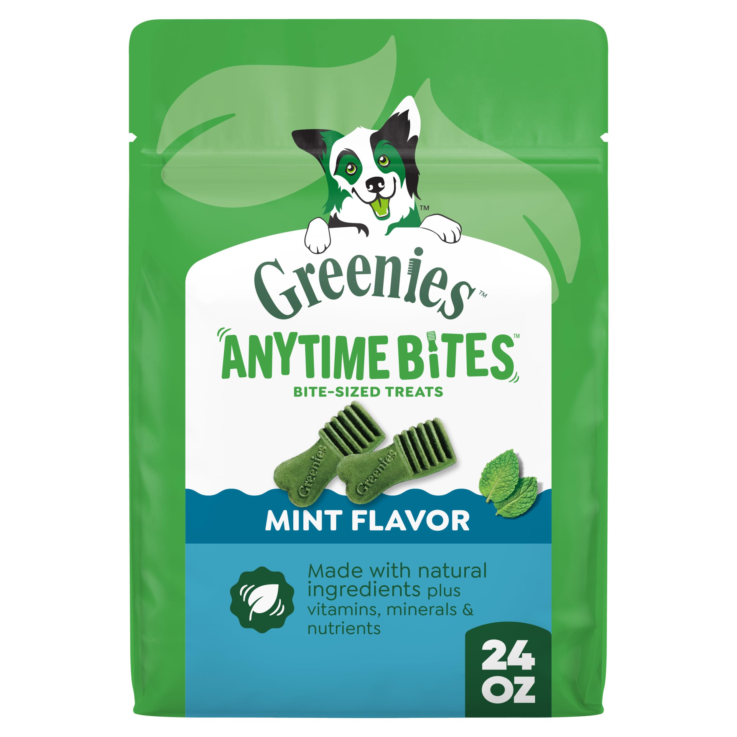 GREENIES Anytime Bites - Golosinas para Perros, Sabor a Menta, Bolsa de 24 onzas