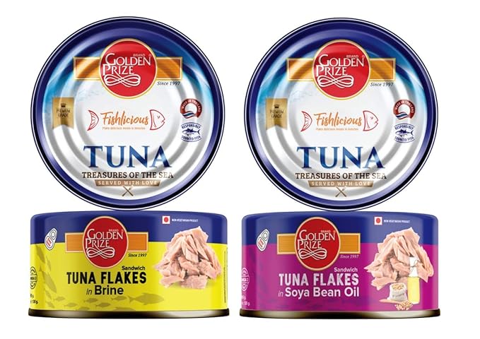 Golden Prize Combo - 1 x Tuna Sandwich Flakes in Brine and 1 x Tuna Sandwich Flakes in Soyabean Oil (2 x 185gms Each)