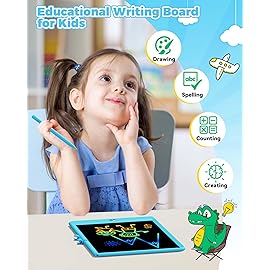KOKODI 8.5 Inch LCD Writing Tablet with Anti-Lost Stylus, Erasable Doodle Board Colorful Toddler Drawing Pad, Car Travel School Games Toys for 3 4 5 6 7 8 Kids, Birthday Gift for Girls Boys Blue