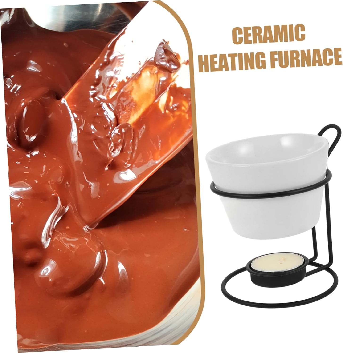 2sets Ceramic Heating Furnace Quick Melting Pot for Chocolate Fondue Cheese Butter Ice Table Top Fondue Set Mugs