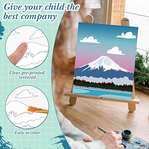 Miniatura 3 de Sherr Juego de 12 lienzos predibujados para adultos, lindo lienzo impreso para pintar, juego de lienzo temático para recuerdos de fiesta (paisaje, 8