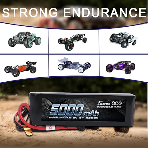 Miniatura 5 de Gens ace 5000 mAh 11.1 V LiPo batería paquete 3S 50 C con XT60 y enchufes decanos para autos Traxxas RC Slash vxl Slash 4 x 4 vxl e-maxx sin