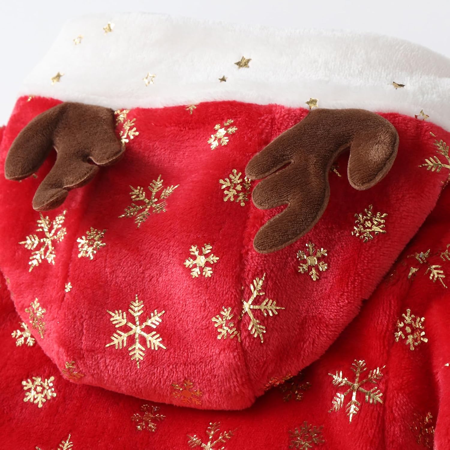 Baby Boys Girls Hooded Footies Newborn Christmas Outfit Star Sequined Zip Up Romper Bunting with Elks Antlers