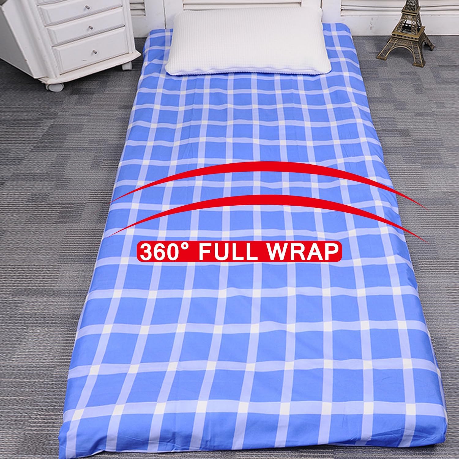 B,90x200cm,LDLCYCN Japanese Floor Futon Mattress Cover with Zipper Soft Comfortable Mattress Protector Full Wrap Dustproof Portable Tatami Mattress Cover Sleeping Mat Cover Washable