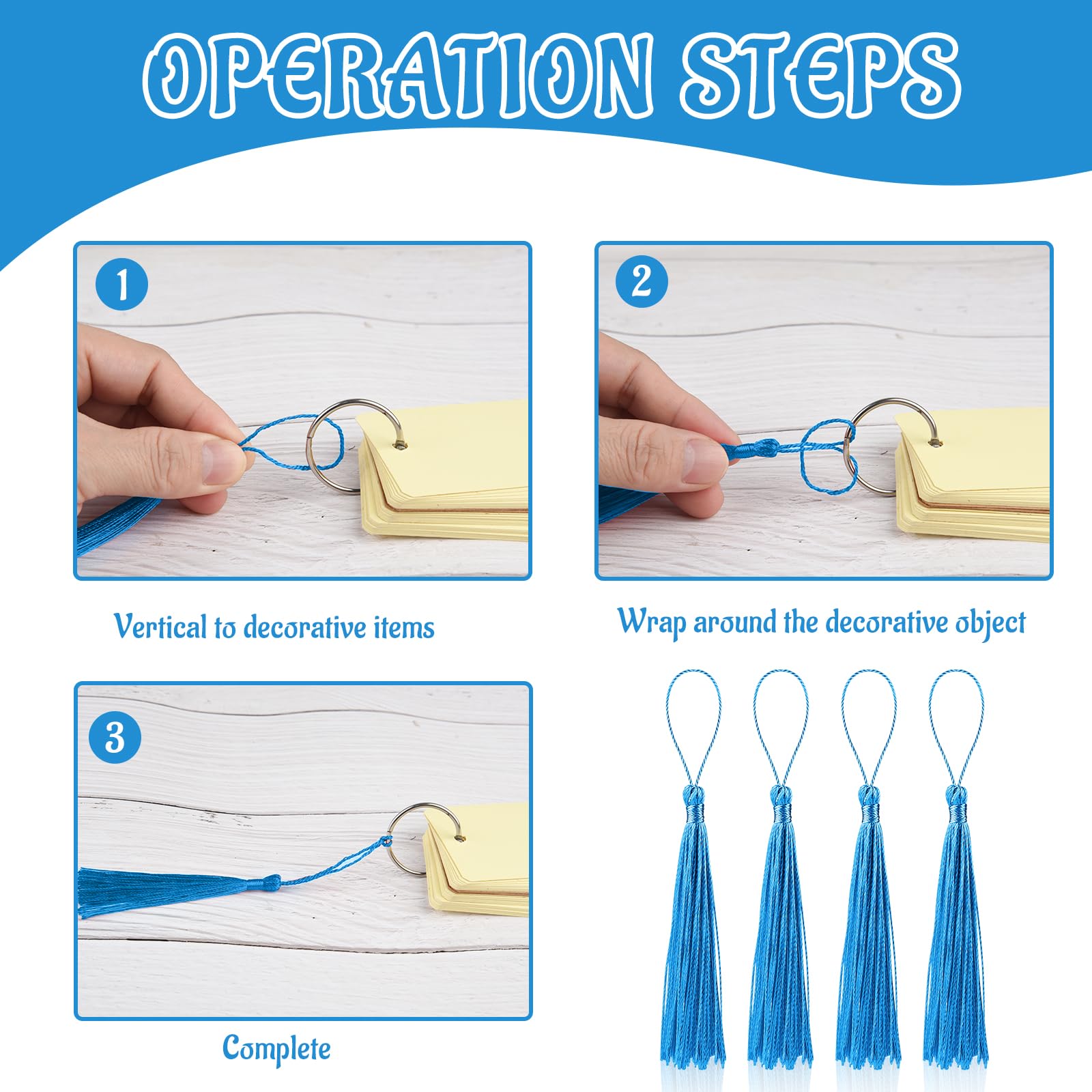 BOUBONI 100 Pcs Bookmark Tassels Bulk Lake Blue Soft Craft Silky Handmade Mini Tassels for Jewelry Making with Loops for DIY Craft Accessory Dress Decoration - Image 4