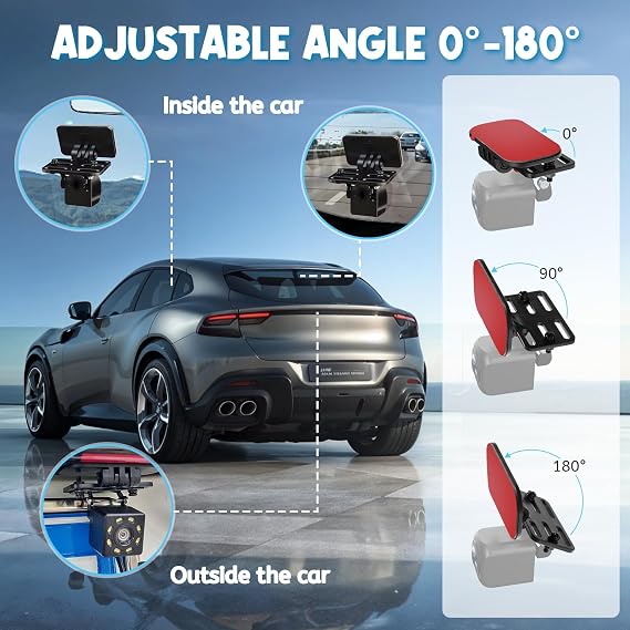 Giantree 2PCS Rear Camera Holder, Universal Dash Cam Rear View Camera Mount with A Screwdriver Tool, Adjustable Back Windshield Backup Mirror Holder Adhesive Car Dashcam Reverse Recorder Car Cam Mount