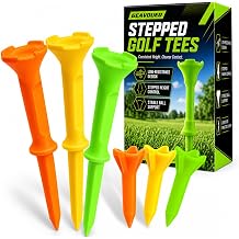 Stepped Golf Tees, 110 Count Plastic Golf Tees with 4-Prong Top,Mix Color 70 x 3-1/4" & 40 x 1-1/2",Fixed Height Golf Tees for Golf Training and Driving Range