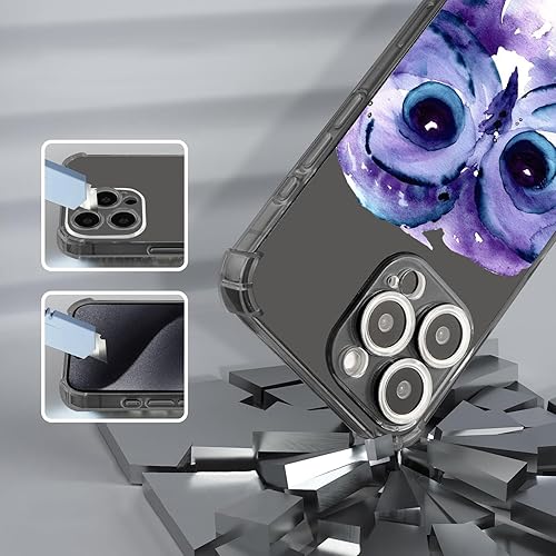 Vista 77 de Roemary Funda púrpura para iPhone 14 Pro Max con diseño de caballo azul, patrón de acuarela con protector de pantalla