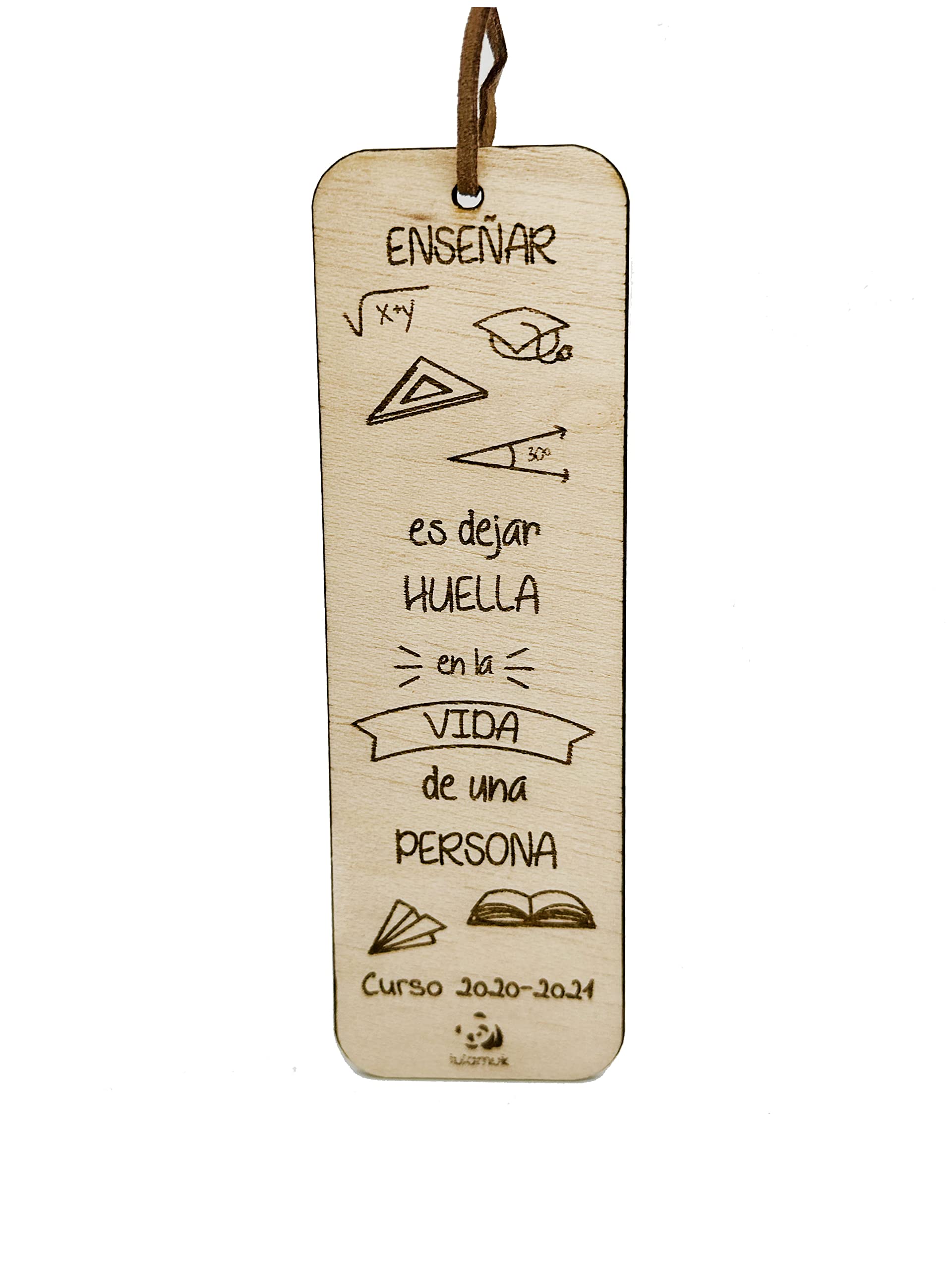 Punto de libro madera personalizado profe | Marcapáginas de madera día del libro o Sant Jordi | regalo profe| Motivo enseñanza, profesorado, educación | Lulamuk
