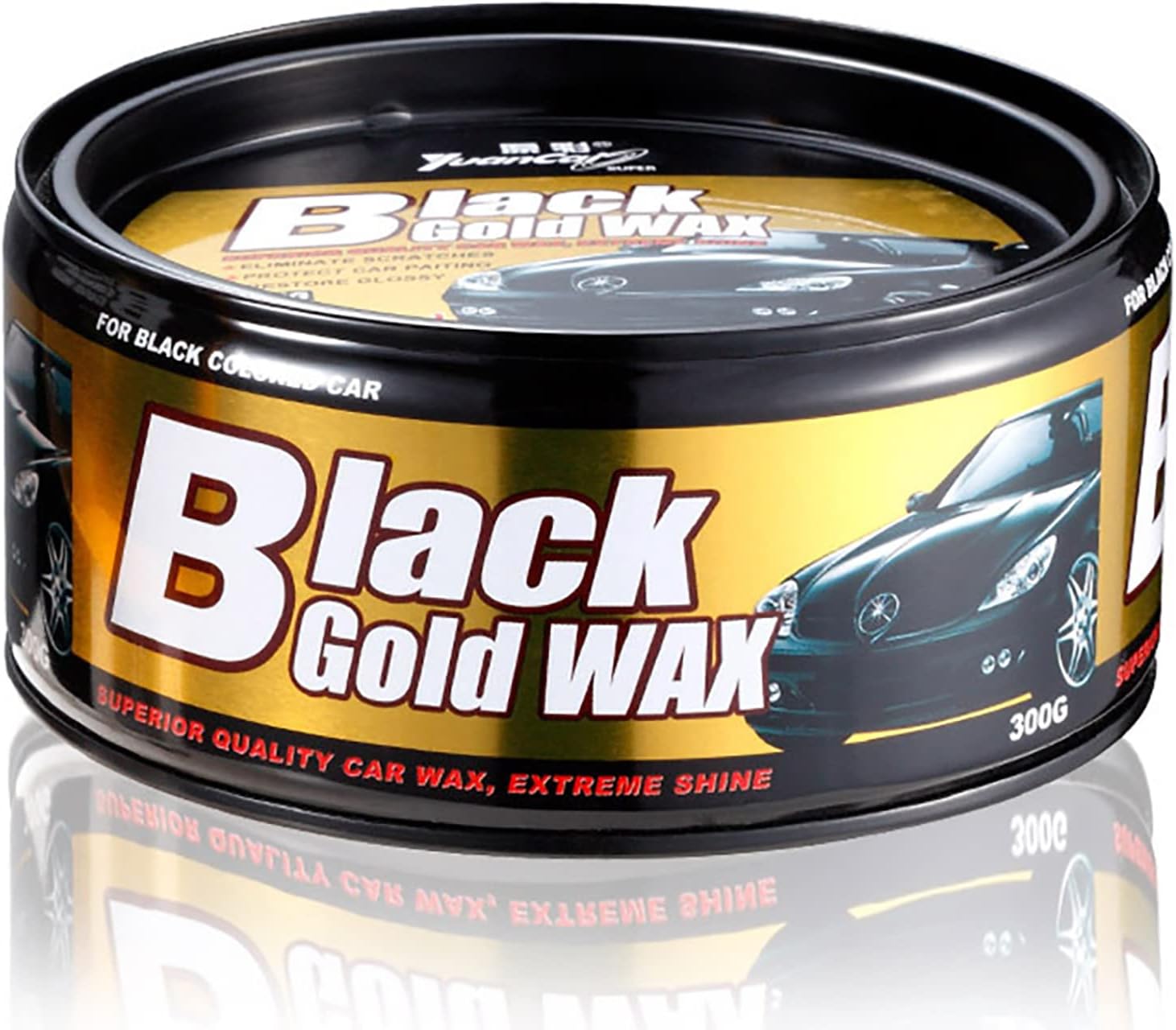 Black Gold Car Wax with Pad Solid Auto Carnauba Cars Care Polish Cleaner Waxing Repair Scratches Ceramics Coating for Black Cars 300g with Free Waxing Sponge
