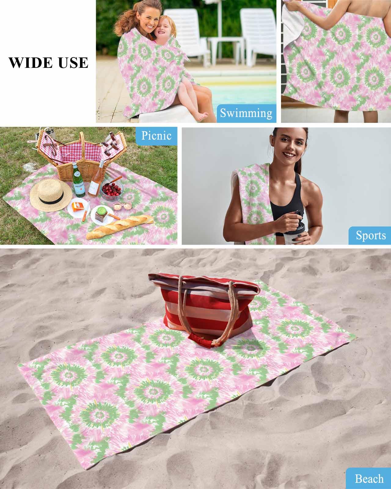Amazon.com: Pink Green Beach Towels Oversized Super Absorbent