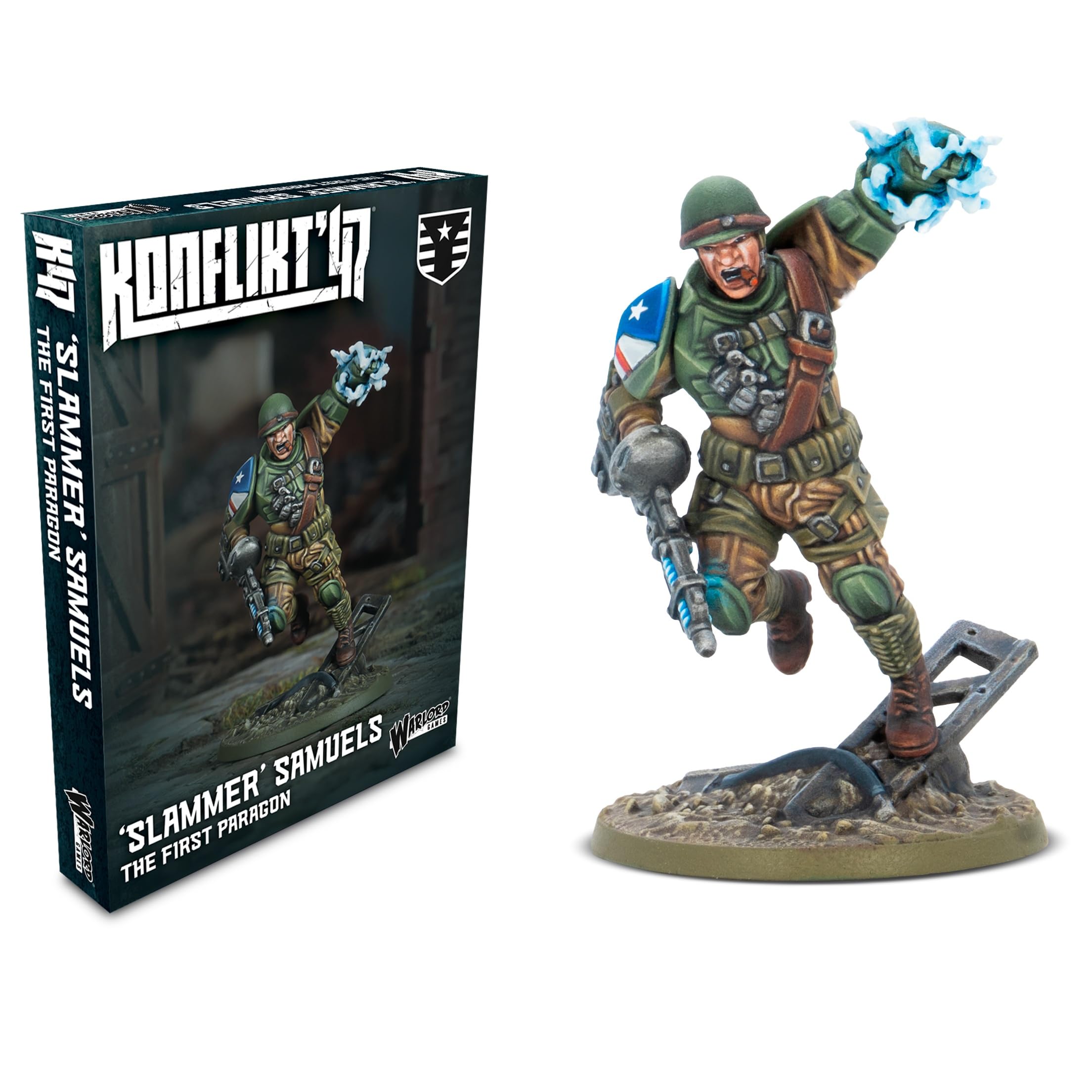 Warlord Games Slammer Samuels The First Paragon - United States Miniature for Konflikt 47 Highly Detailed 28mm Scale Miniature