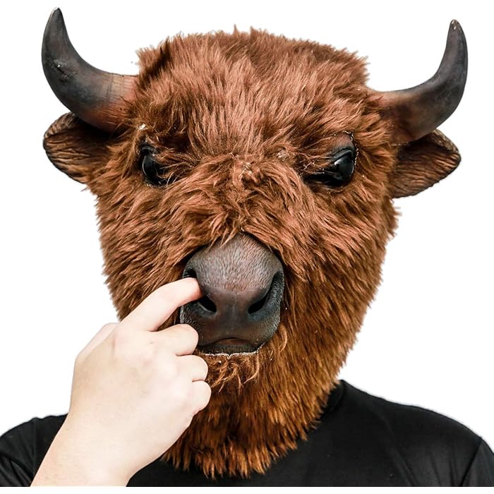 Buy CreepyParty Bison Mask Animal Latex Full Head Realistic Plush Masks