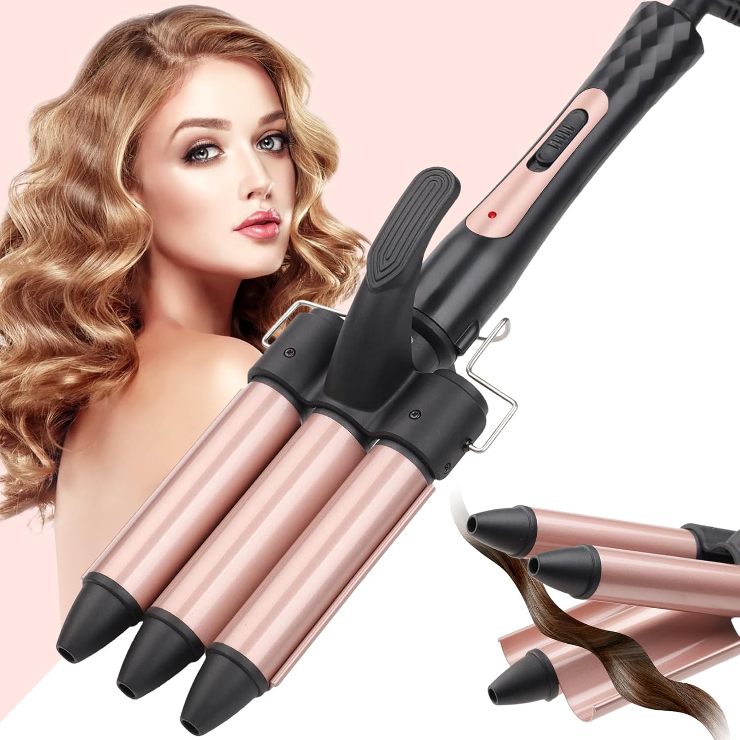 3 Barrel Curling Iron Wand 1 Inch Triple Barrels Hair Waver