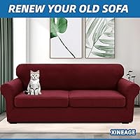 Vista 4 de XINEAGE - Fundas para sofá de 3 piezas, para sofá de 2 cojines extragrandes, funda súper elástica para sofá de 2 asientos, funda universal para sofá