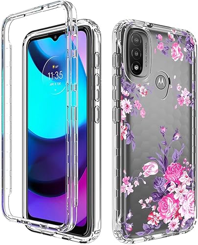 Miniatura 6 de Vokuha Funda para Moto E20Moto E30Moto E40, XT2155 XT2158 con protector de pantalla de vidrio templado, funda protectora de TPU transparente floral