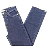 Womens 70's Stove Pipe High Rise Button-Fly Straight Leg Jeans Navy 28
