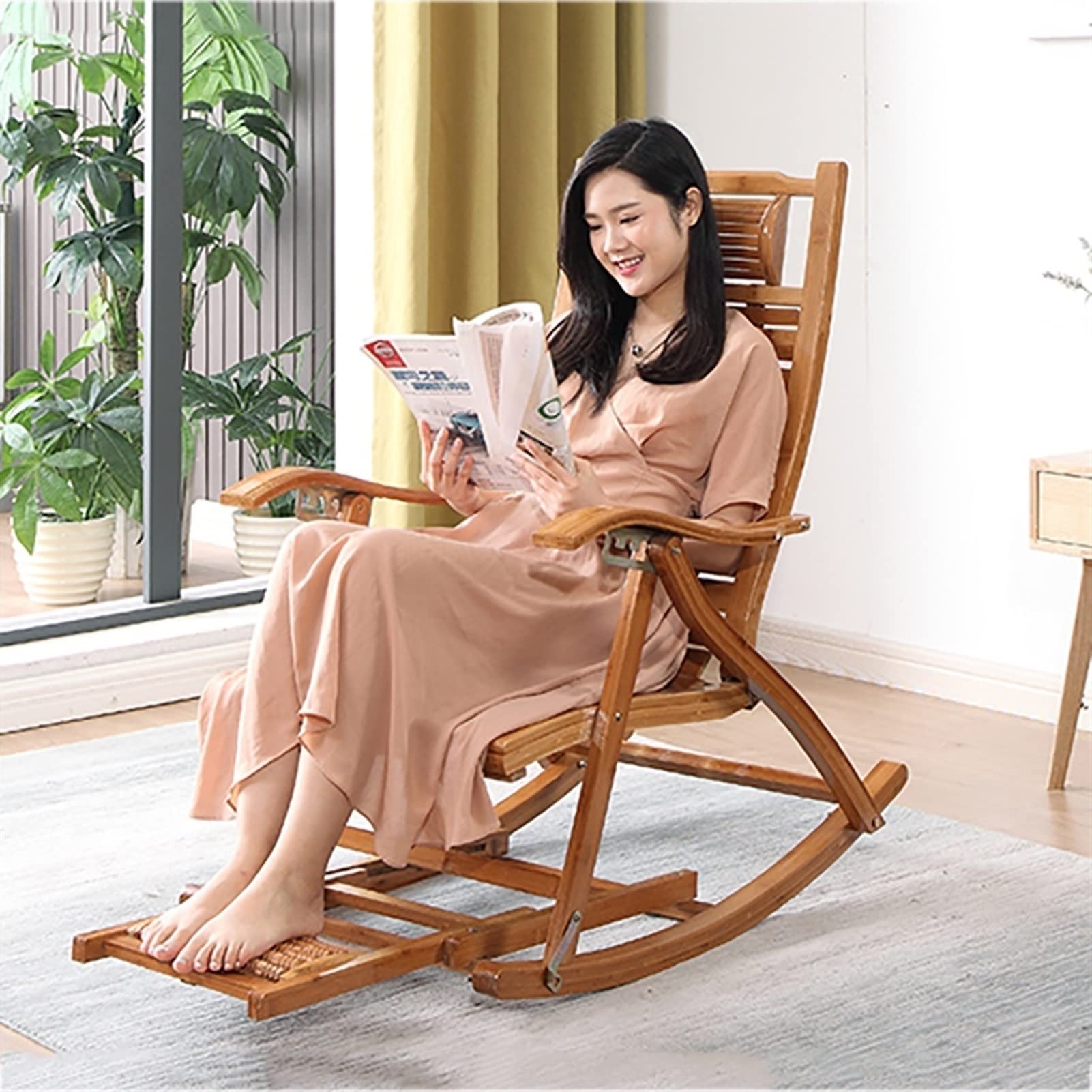 Amazon｜ロッキングチェア 折りたたみ リクライニングチェア 5段階調節