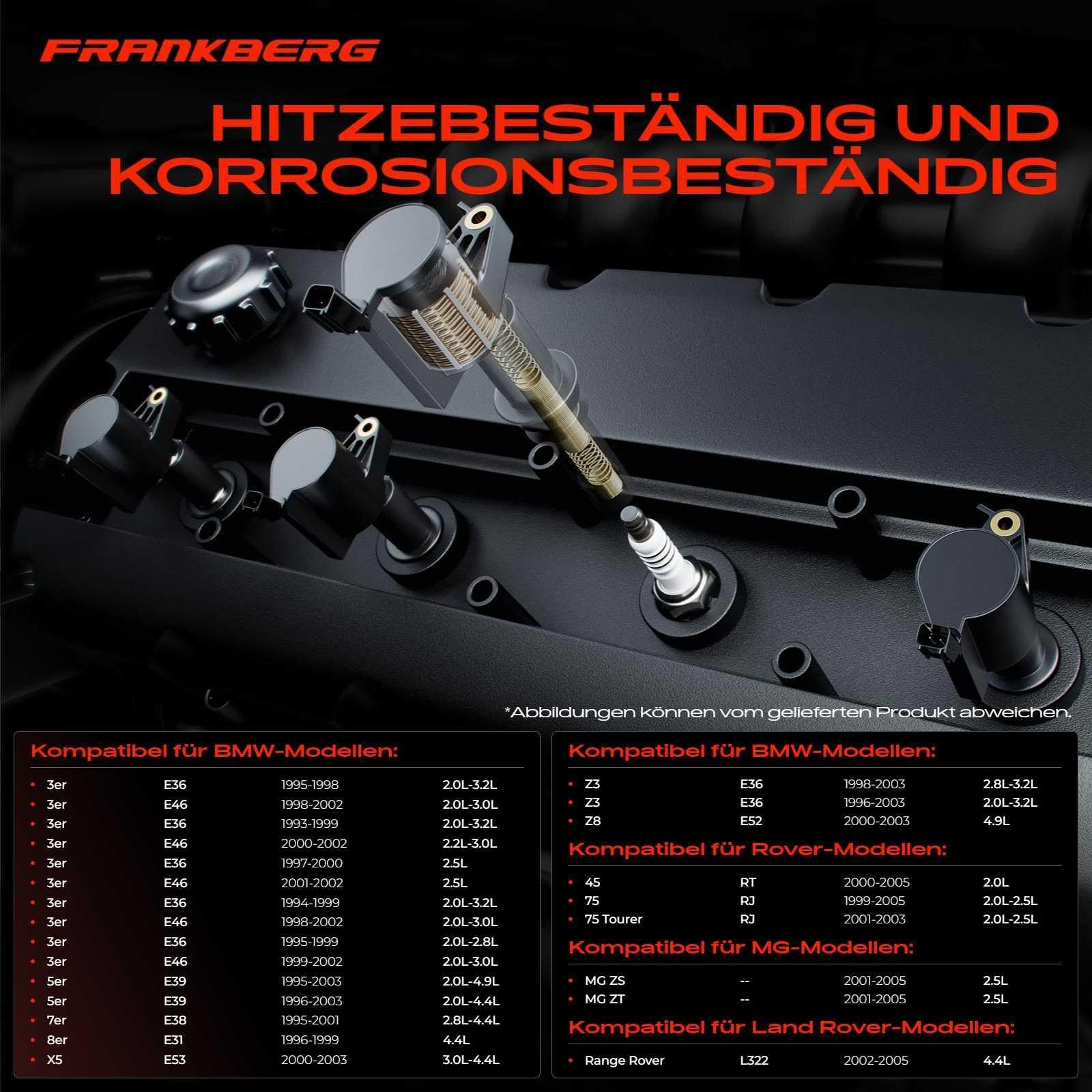 Frankberg 8 x cewka zapłonowa + świece zapłonowe kompatybilne z serii 3 E36 E46 1993-2002 5 E39 1995-2004 7 E38 1995-2001 8 E31 1996-1999 X5 E53 20003 z3 e3 6 1997-2003