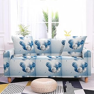 Housses De Canapé Faciles À Vivre - Housse De Canapé d'angle Imprimée Élastique, Chaise Longue Ballon Bleu Housse De Protection pour Canapé 1/2/3/4 Places avec Bras De Repos, 3 Places 190,230C