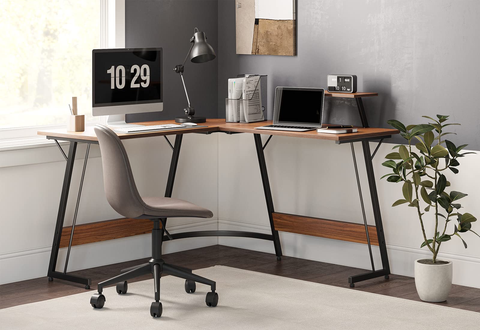 Cubiker Office L Shaped Writing Study Computer Desk, Modern Home Laptop