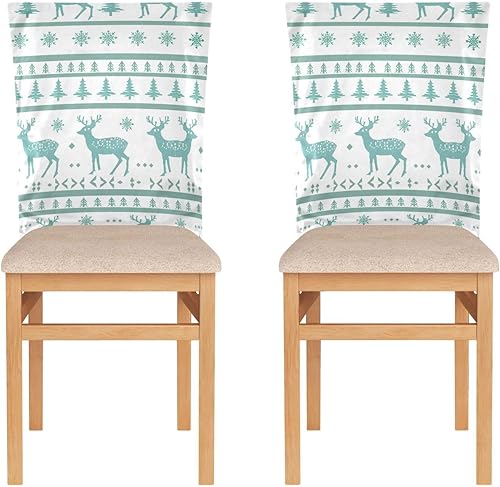 Miniatura 2 de Moose Snowflakes Christmas Style Decorative Chairs Covers for Birthday Party Removable Hand Washable Chair Decor cubiertas para sillas de comedor