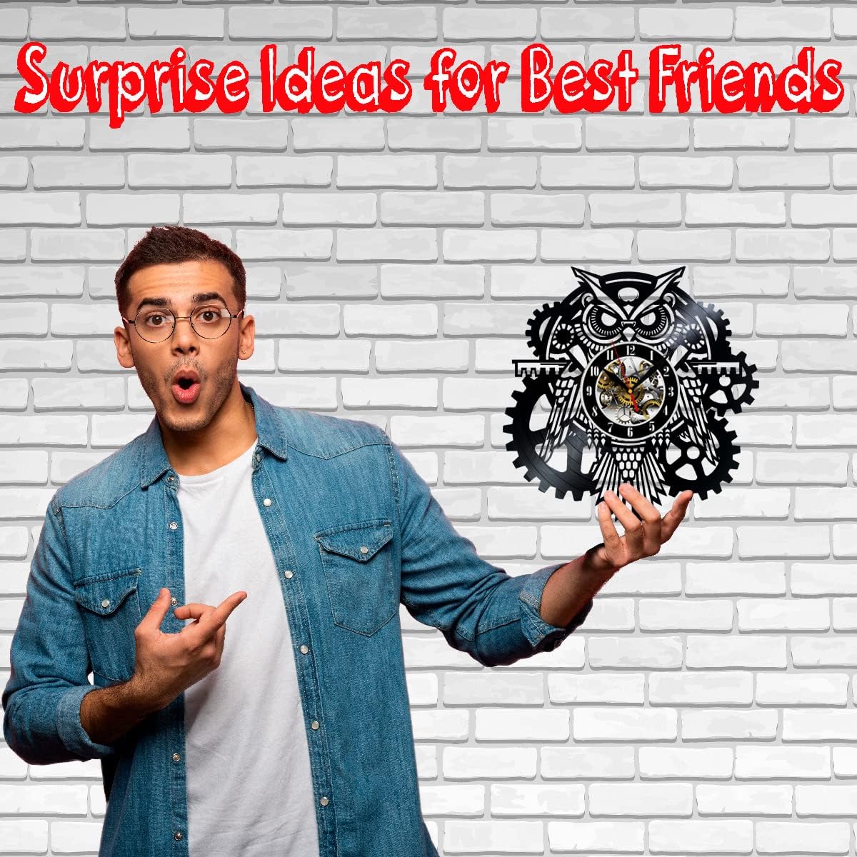 Steampunk Owl Vinyl Record Clock Industrial Wall Clock Gears Decor Retro Wall Gothic Grandfather Gift Victorian Wall Decal Steampunk Novelty Owl Vinyl Clock Black