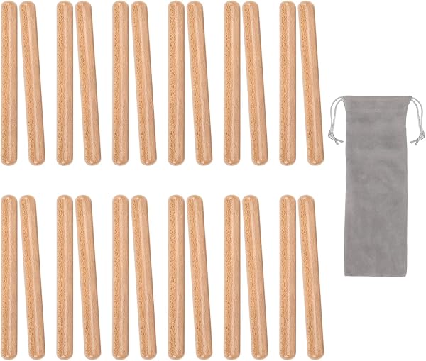 ZDAGELD 24 Pairs Wooden Rhythm Sticks, Beech Wood Music Education Percussion Instrument Orff Drumsticks for Kids Classroom Group Activities, Storage Bag Included - 4