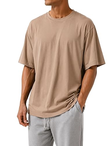 Mens Oversized T Shirt, Drop Shoulder Loose Fit Tee, Soft