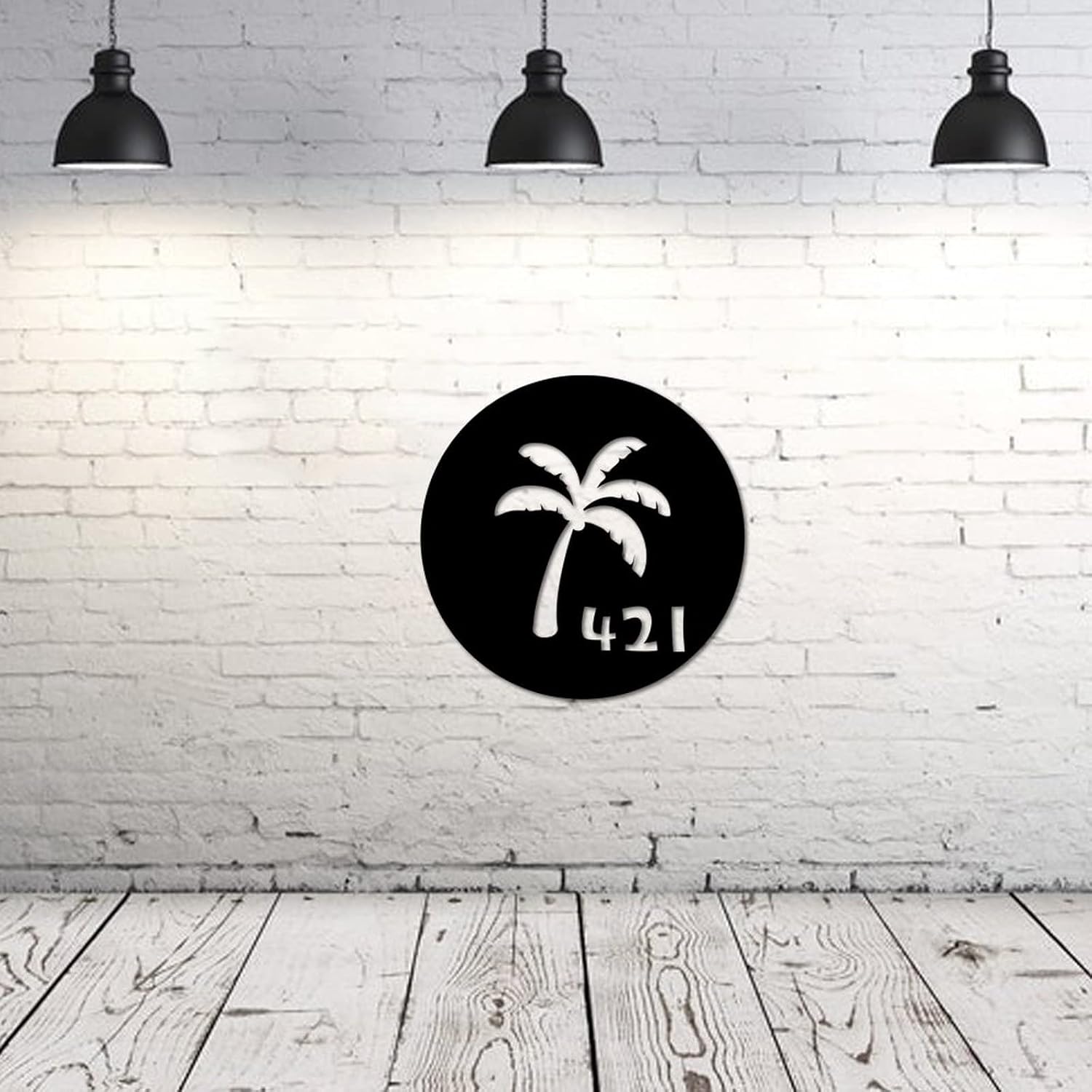 Metal Wall Decor Sign Personalized Palm Tree House Number Address Metal Sign Door Hanger Outdoor Metal Sign Farmhouse Wall Art Housewarming Gift