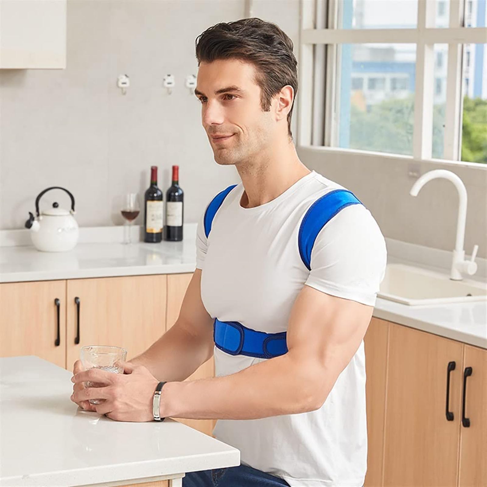Corrector de postura para la parte superior de la espalda, cinturón de descompresión espinal ajustable y transpirable, alisador jorobado para cuello, hombro, clavícula, alivio del dolor lumbar, unise