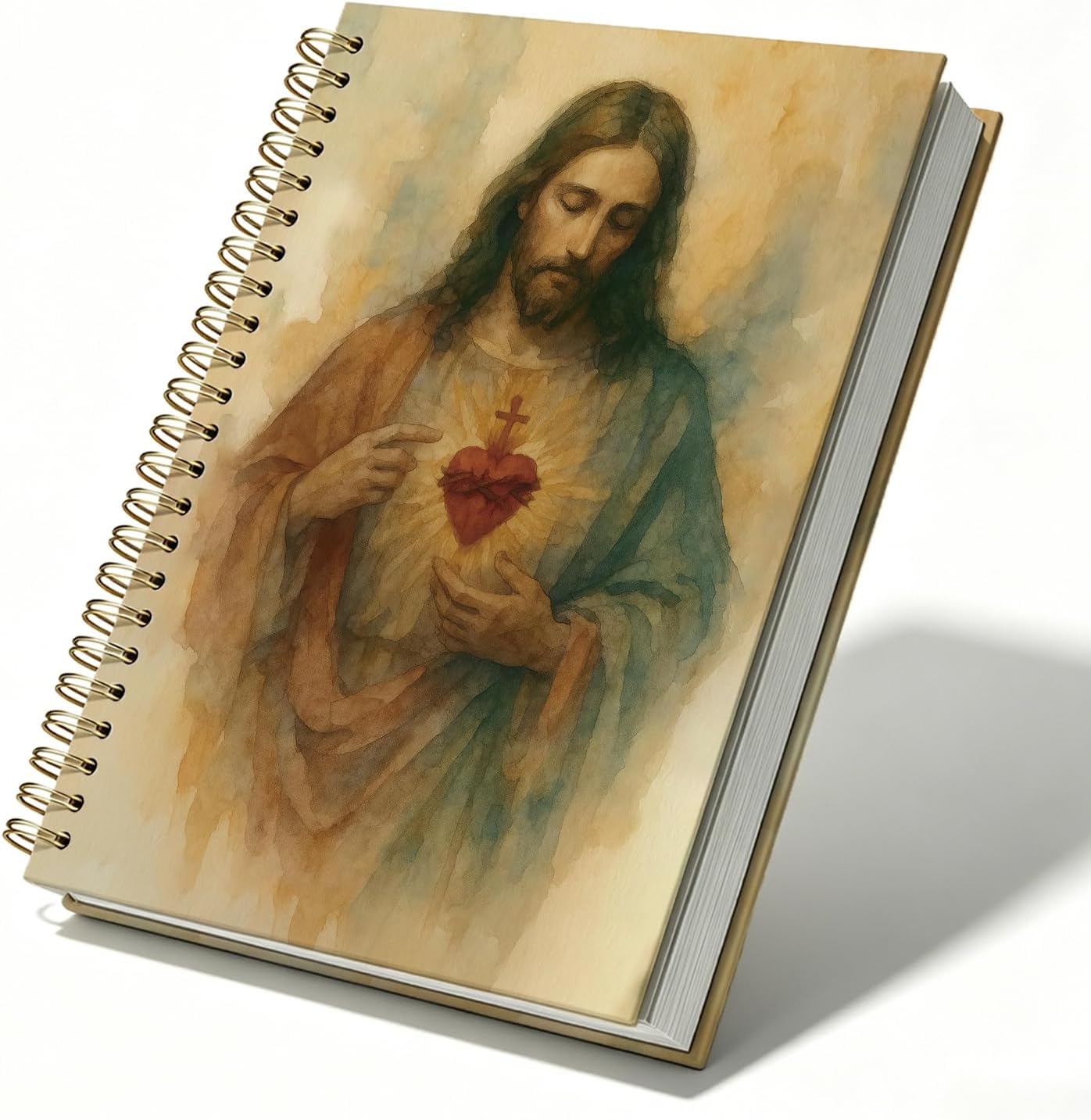 Jesus Christ Spiral Notebook,Religious Spiral Notebook Journal for Church Notes,Christian Jesus Church Prayer Notebook Gift for Women Girls,Bible Study Supplies Notebook for Note Taking,5.5x8.3 Inch